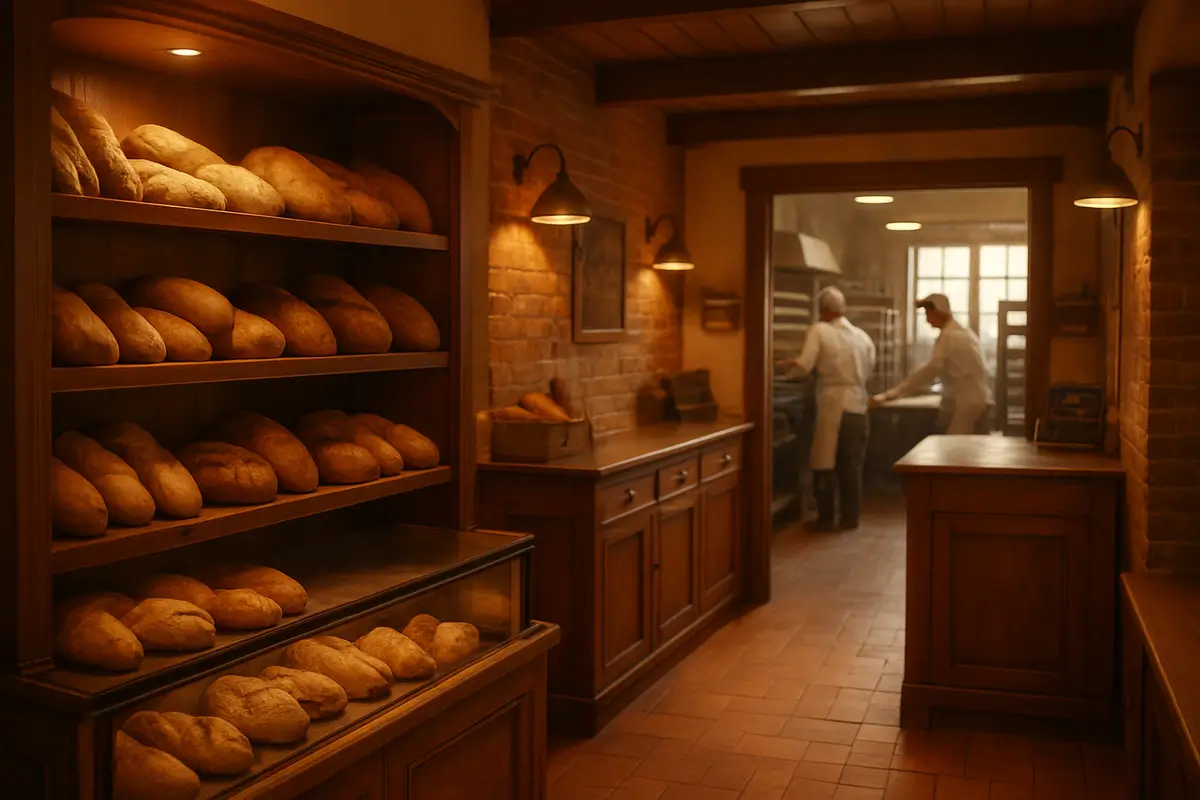 Interior acolhedor da Padaria e Confeitaria Santana